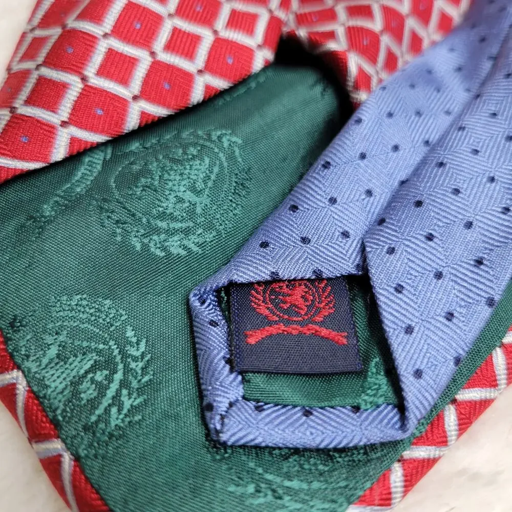 Vintage 90s Tommy Hilfiger 100% Silk Red Geometric Print Preppy Classic Neck Tie